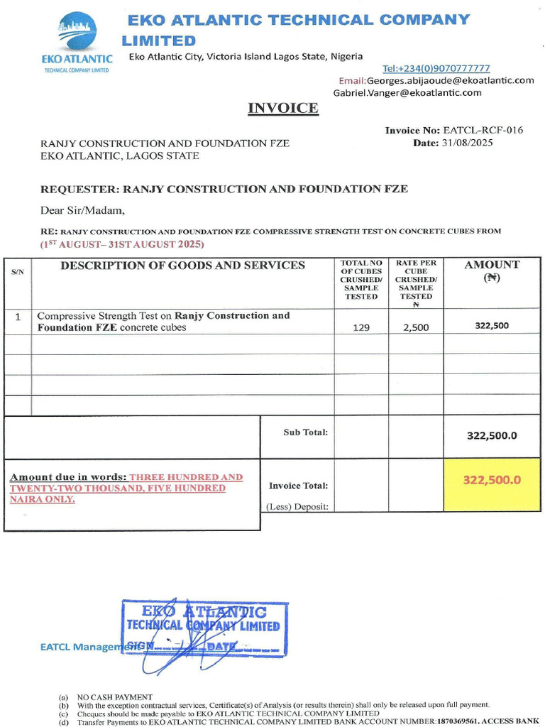 R.C.F August Invoice 2025 | PDF