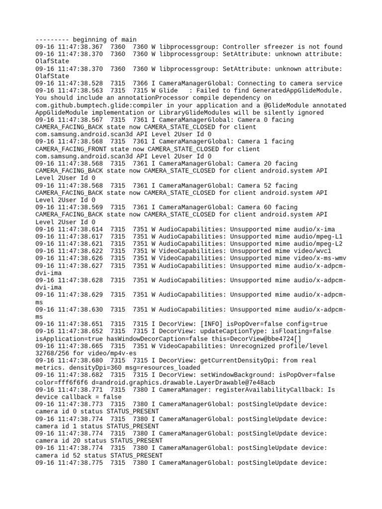 Camera Service and Error Logs Analysis | PDF | Computer Engineering ...