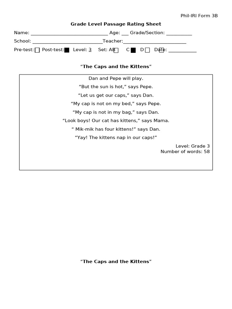 Form 3B Rating Sheet | PDF | Cats | Domesticated Animals