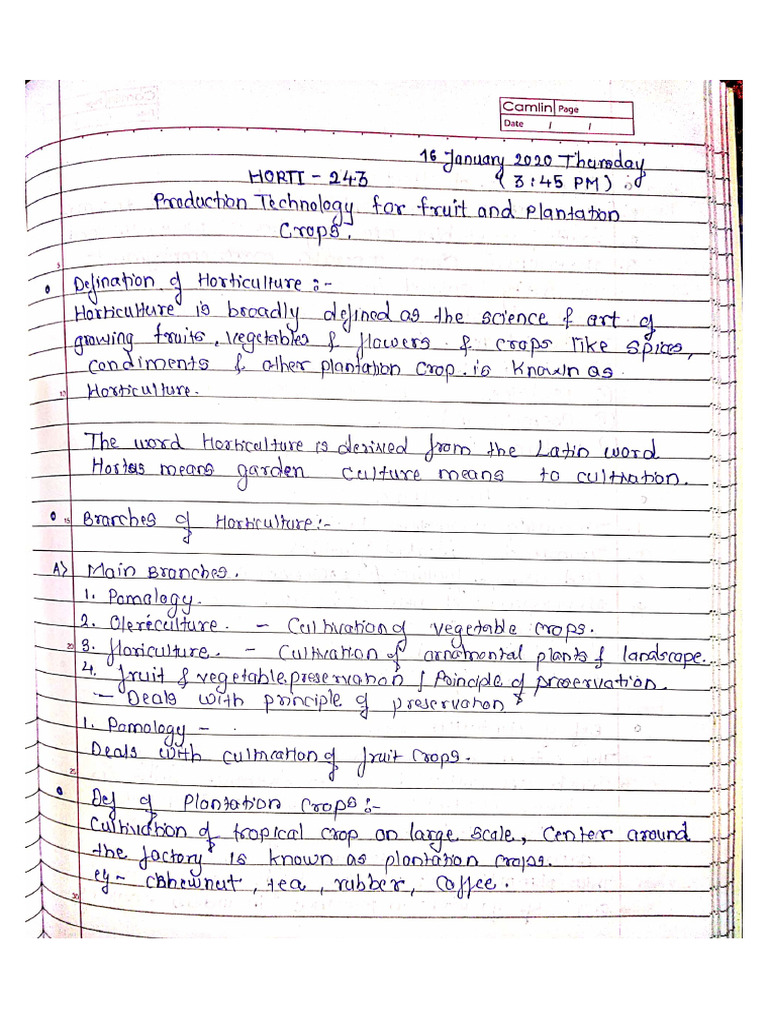 Hort 243 Handwritten Short Notes 2 | PDF
