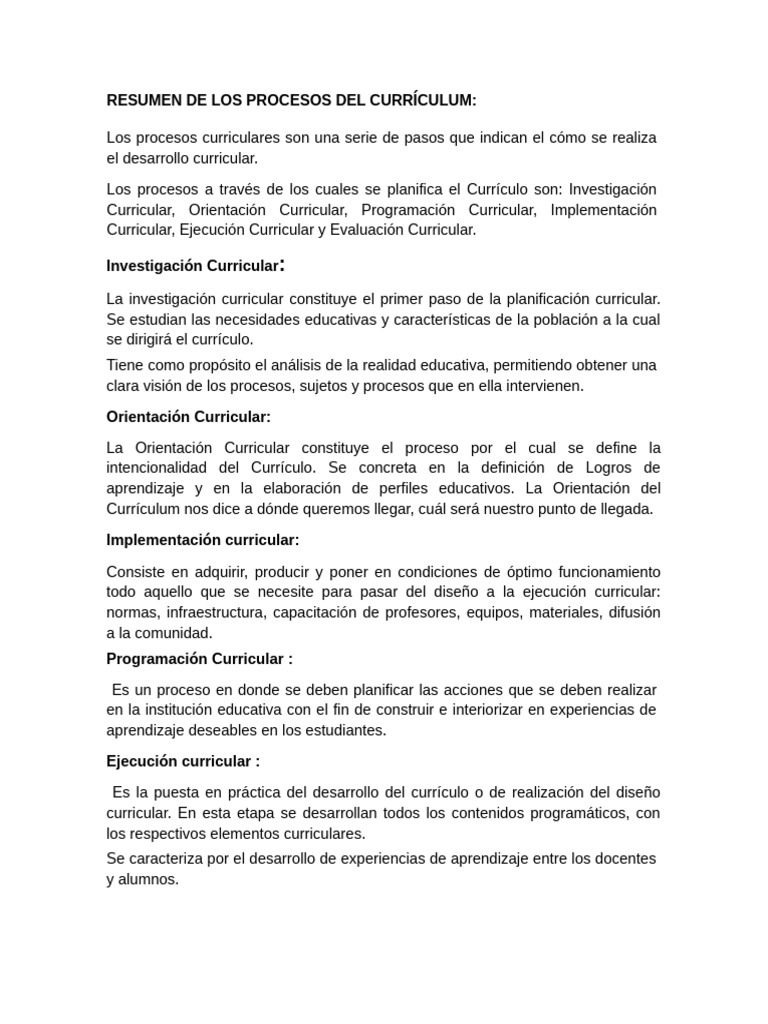 Procesos Clave en la Planificación Curricular | PDF | Plan de estudios ...
