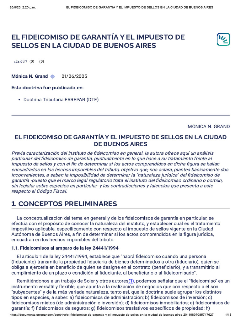 Fideicomiso de Garantía y Sellos en Buenos Aires | PDF | Impuestos ...