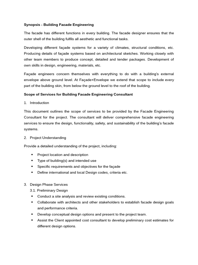 Facade Engineering Services Overview | PDF | Specification (Technical ...