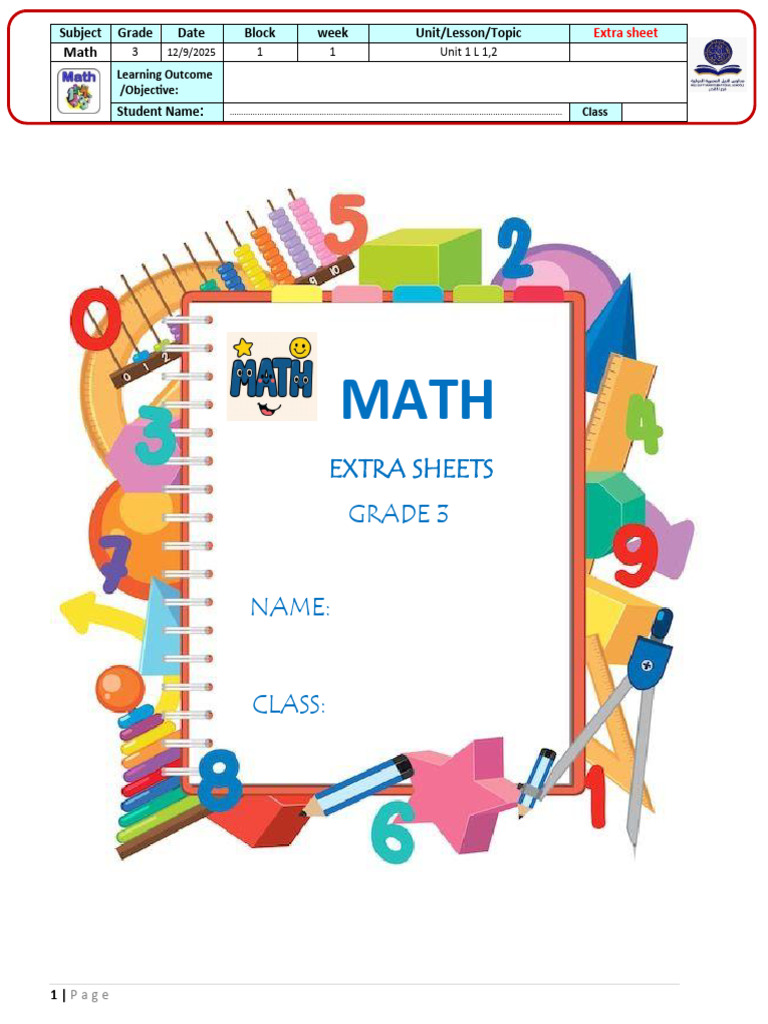 Grade 3 Math Extra Sheets | PDF | Mathematics | Arithmetic