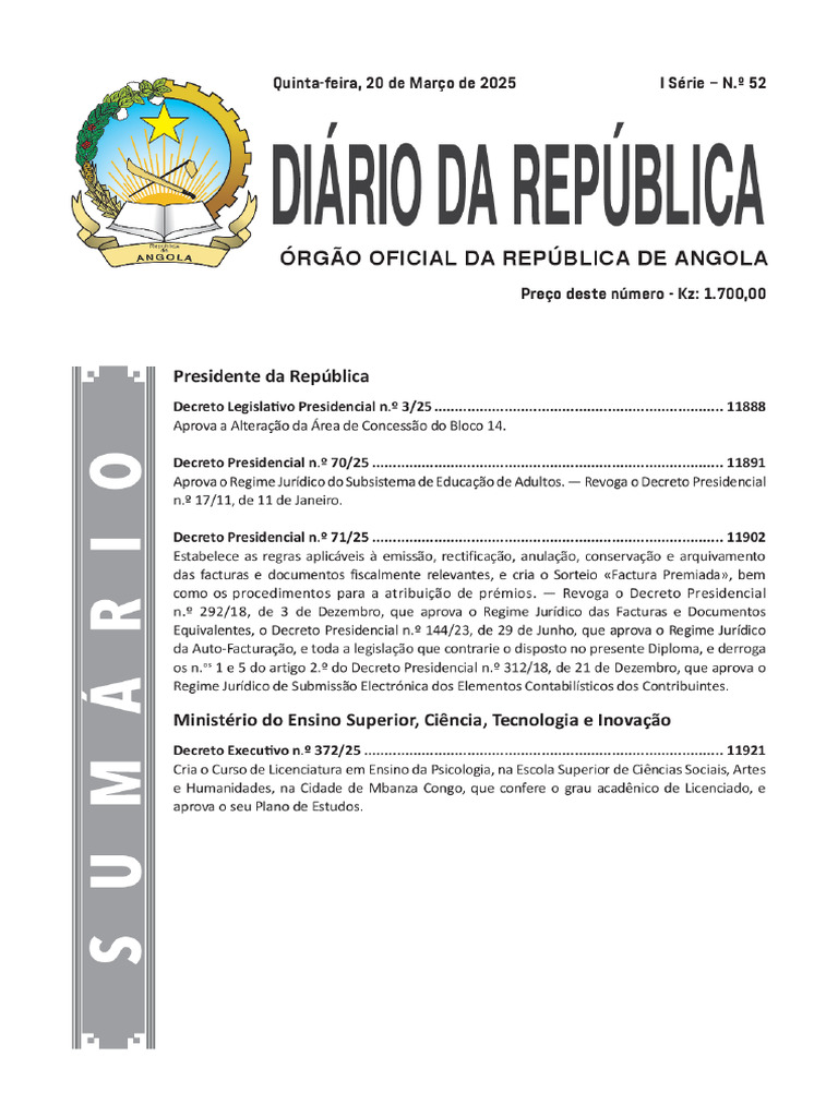 Regime Jur dico Das Facturas Em Angola PDF Angola Rep blica