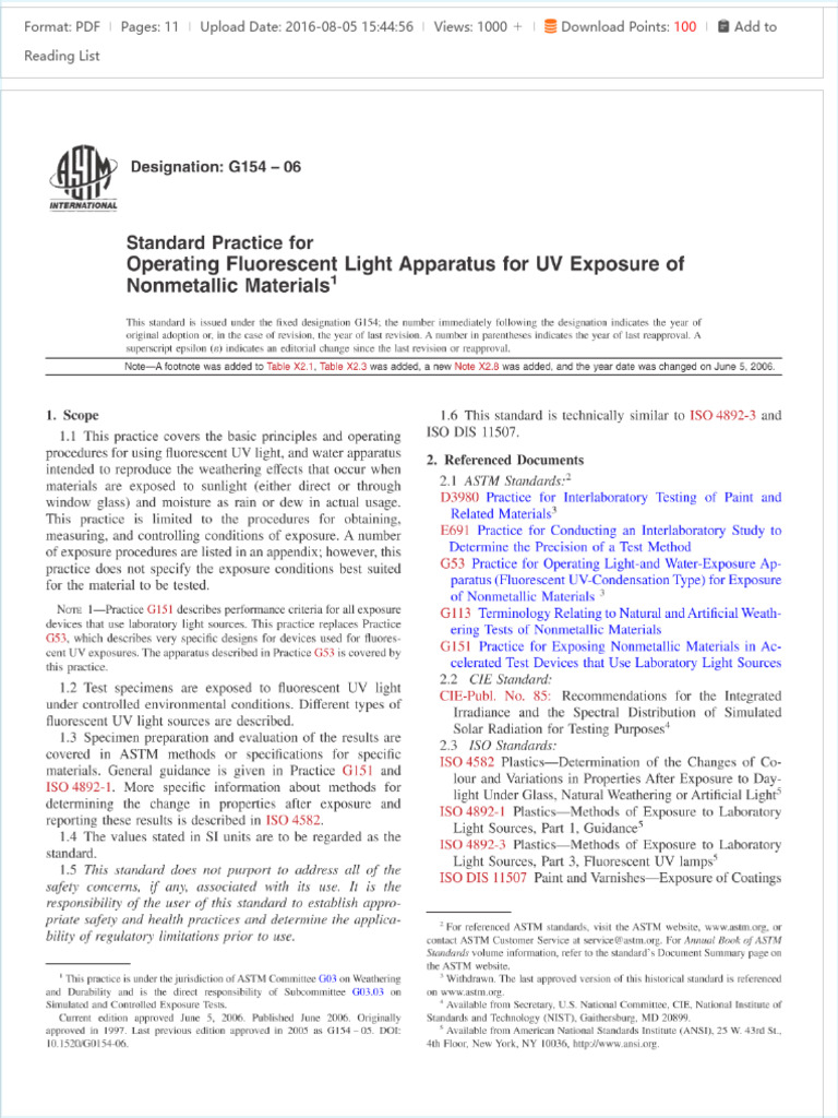 ASTM G154 - Doc88 - Cropped | PDF