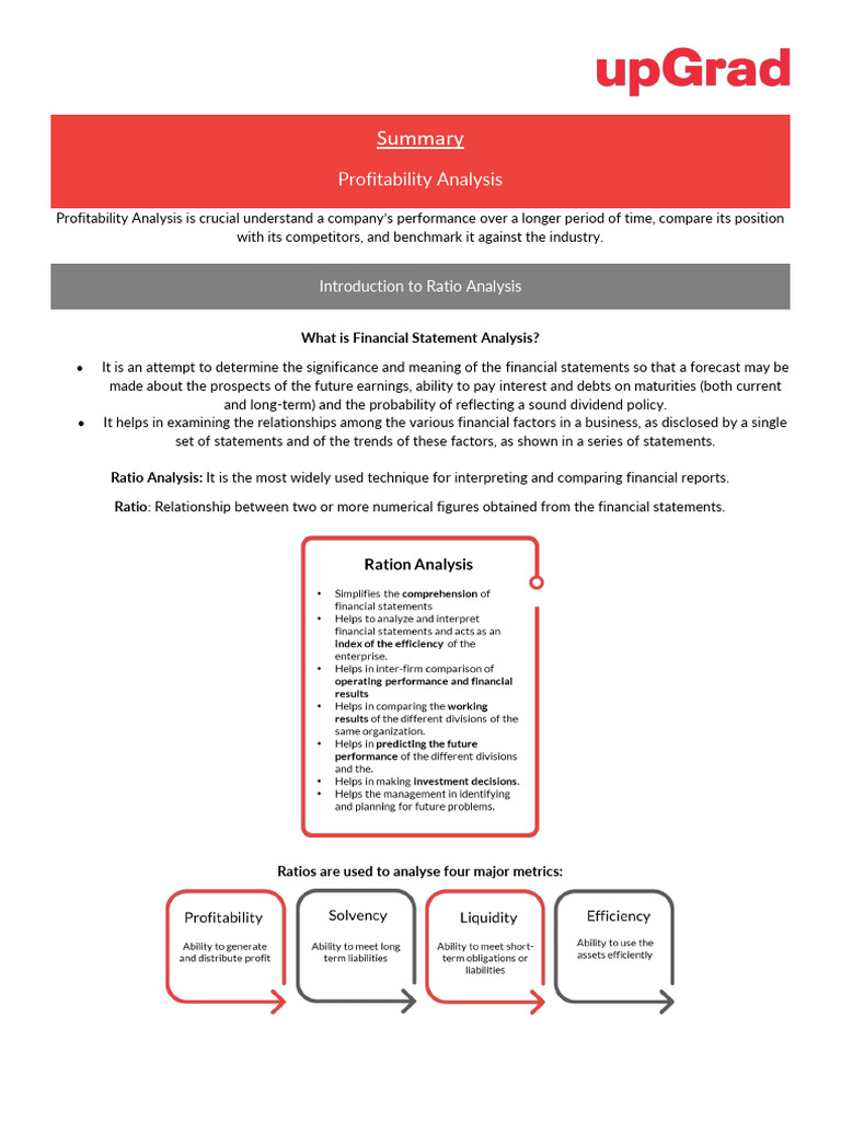 Profitability and Ratio Analysis Guide | PDF | Return On Equity | Cost ...