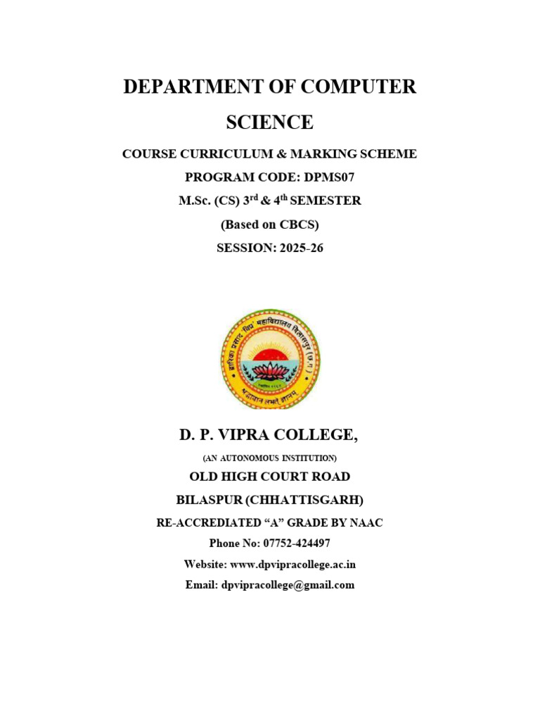 M.Sc. CS 3rd Semester Syllabus 2025-26 | PDF | Parsing | Automata Theory