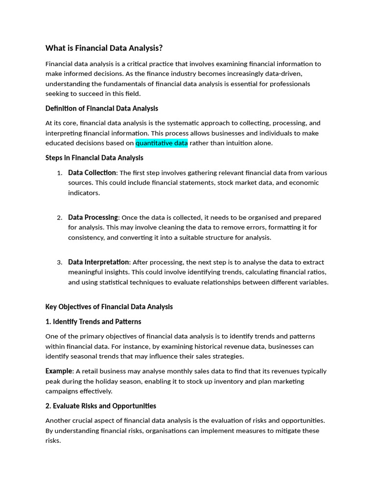 What Is Financial Data Analysis | PDF | Data Analysis | Data