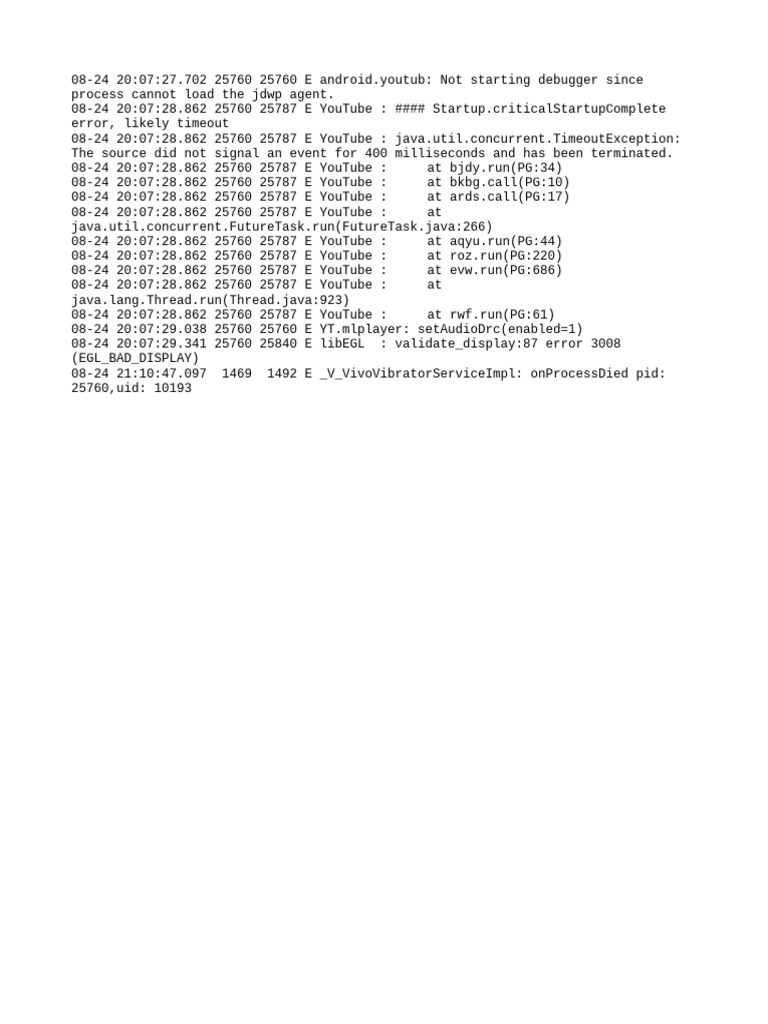 YouTube Startup Timeout Error Log | PDF