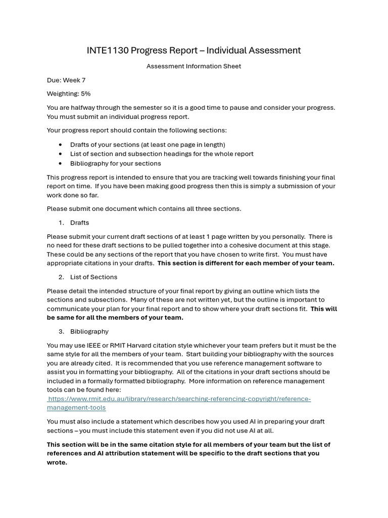 INTE1130 Individual Progress Report | PDF | Citation