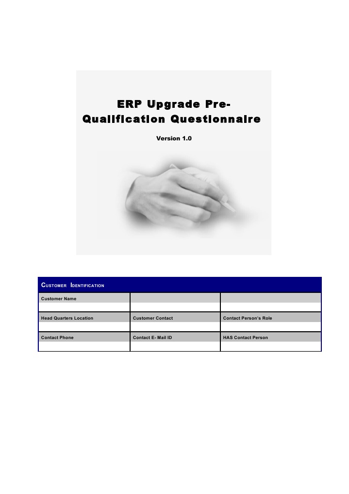 ERP+Upgrade+Pre Qualification+Questionnaire+V1+Feb+2010 | PDF ...