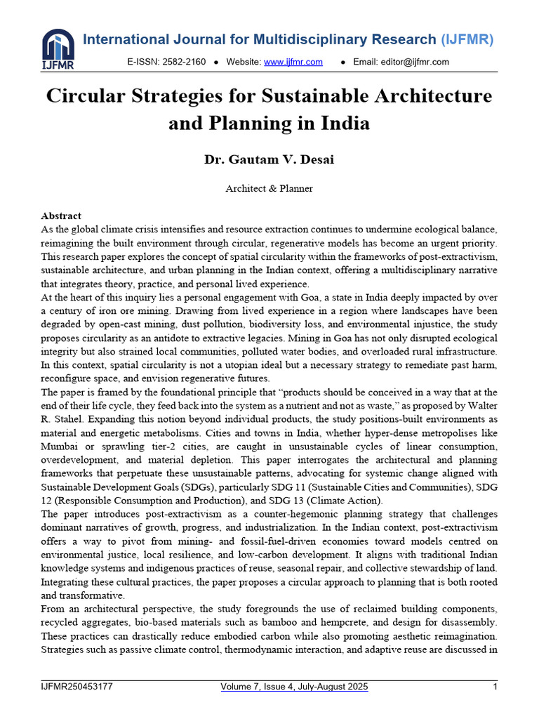 Circular Strategies For Sustainable Architecture and Planning in India ...