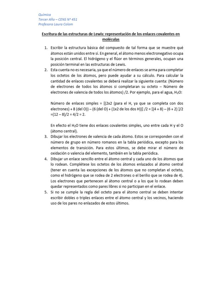 Estructuras de Lewis en Química | PDF