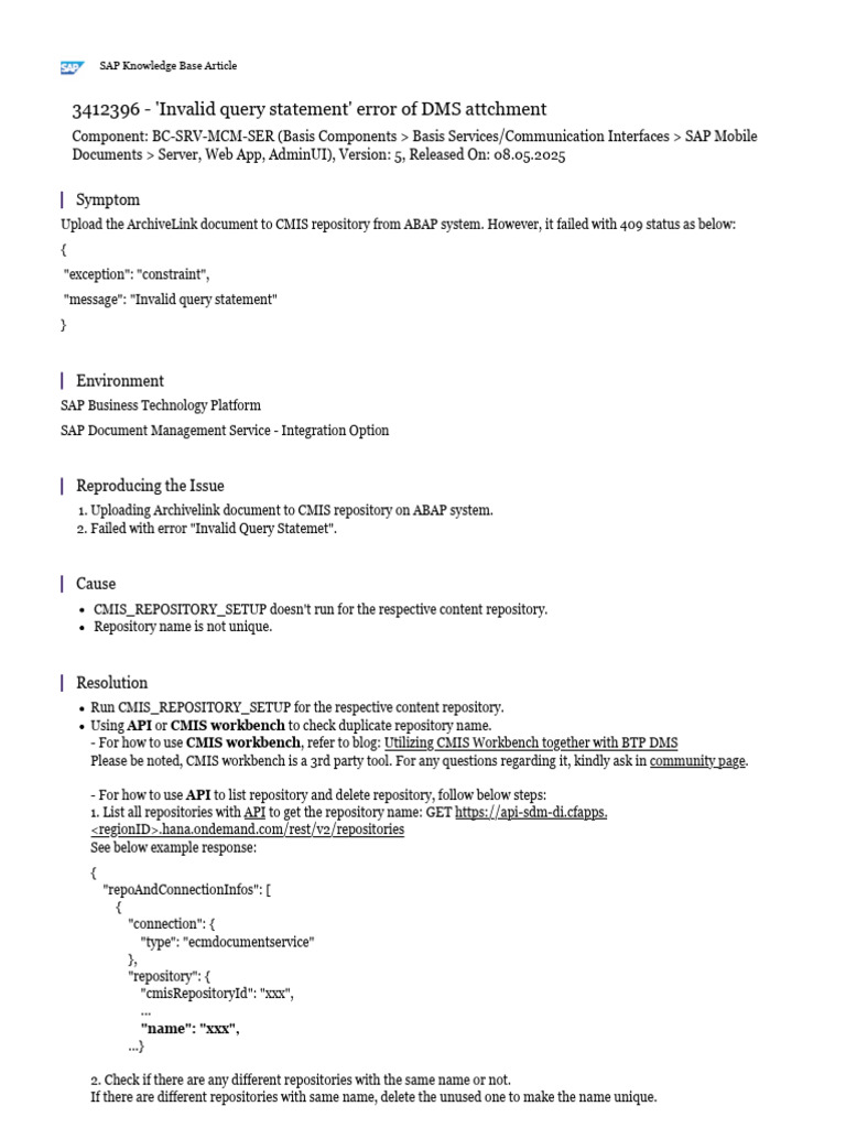 Fix 'Invalid Query Statement' DMS Error | PDF | Software Engineering ...