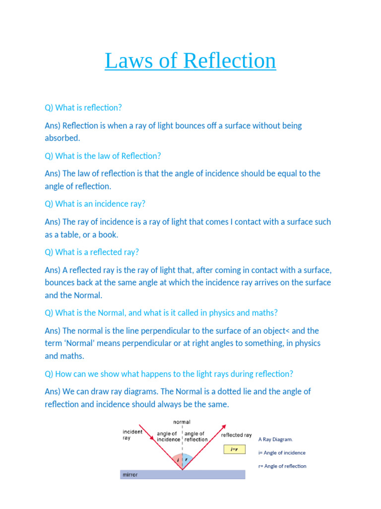 Understanding the Laws of Reflection | PDF | Reflection (Physics) | Optics
