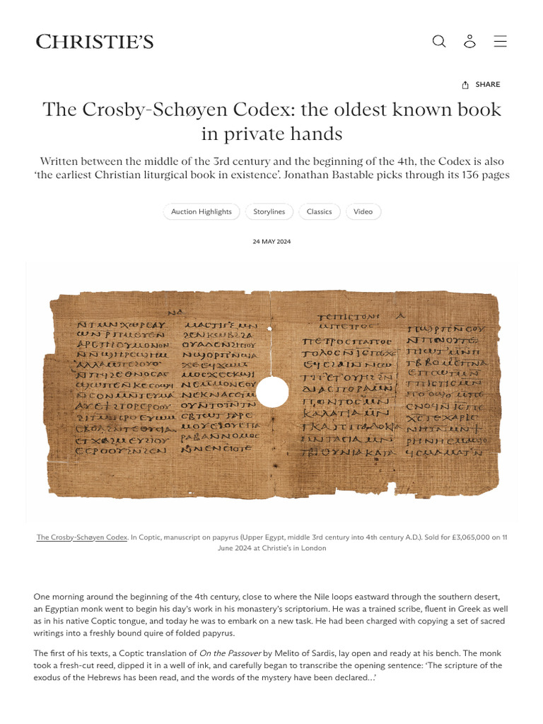 The Crosby-Schøyen Codex: A Historic Manuscript | PDF | Saint Peter | Codex