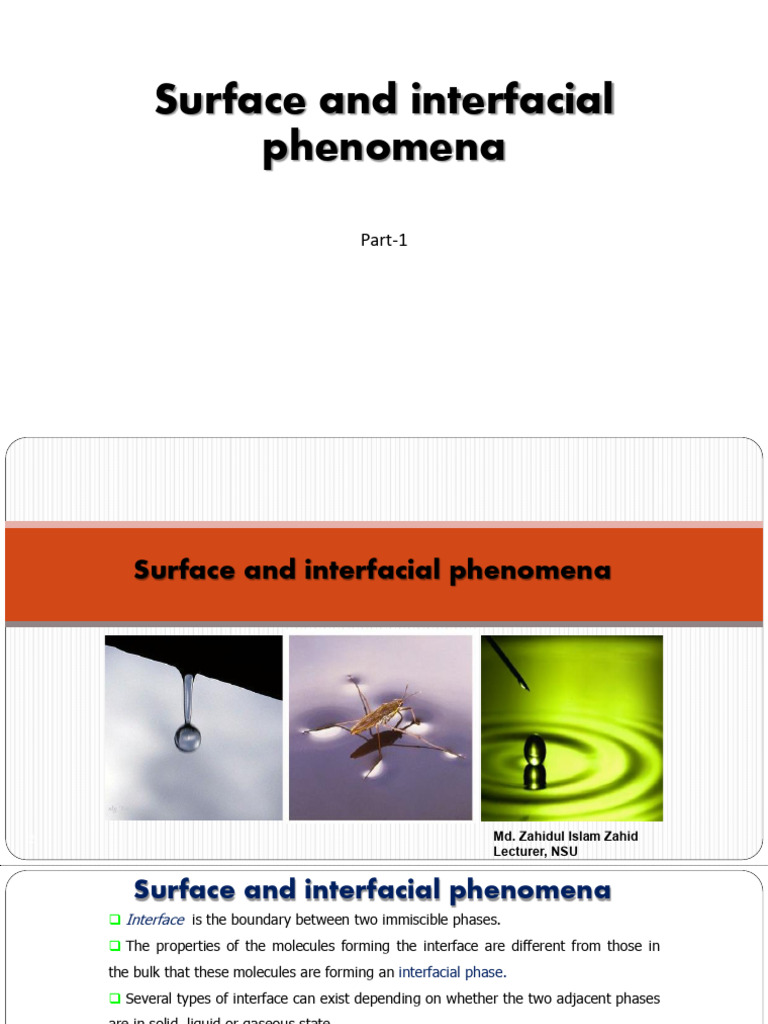 Surface and Interfacial Phenomena Part 1 | PDF | Surface Tension | Liquids
