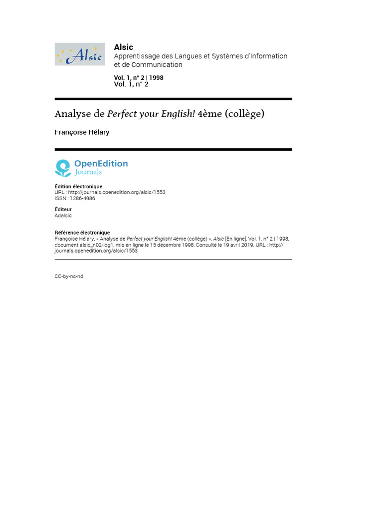 Analyse du logiciel Perfect Your English! | PDF | Pédagogie | Apprentissage