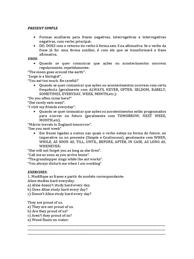 Present Simple Grammar Guide | PDF | Language Mechanics | Syntax