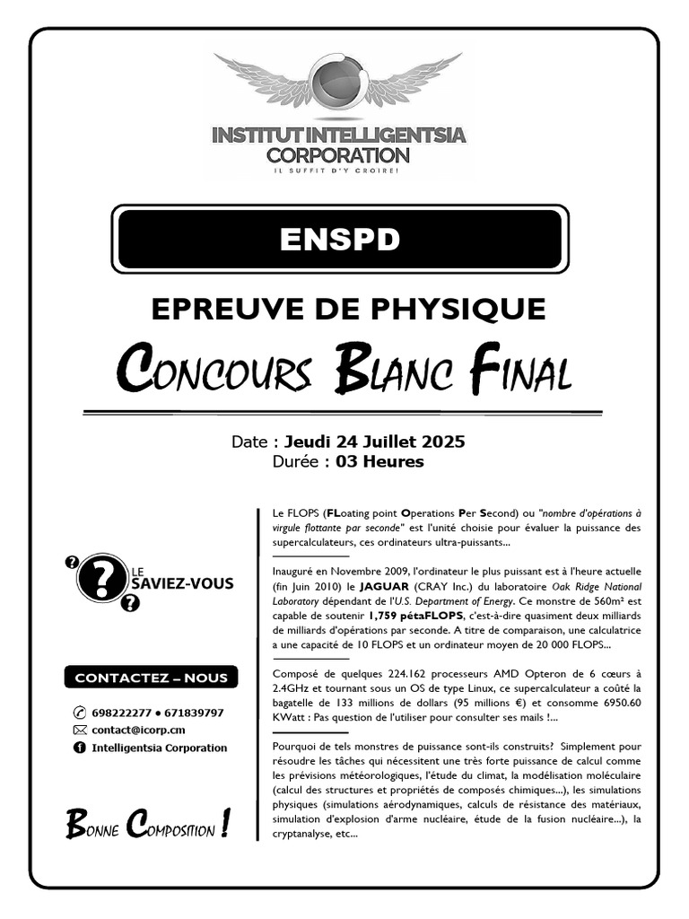 Supercalculateurs et Épreuves de Physique | PDF | Superordinateur ...