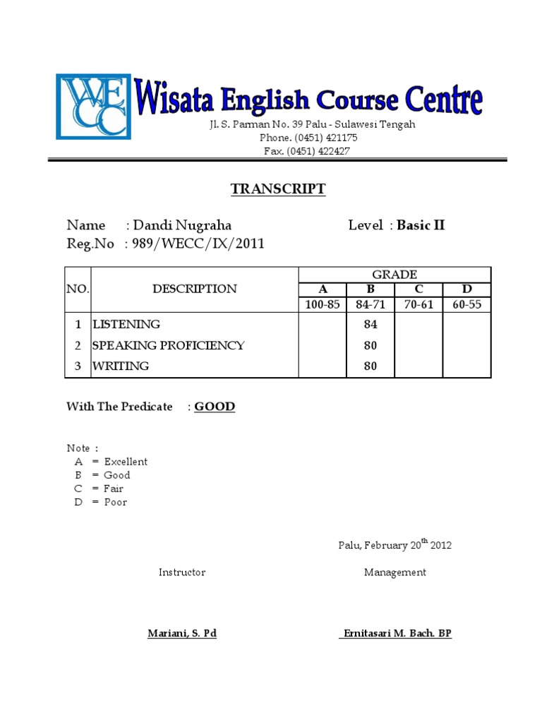Basic II English Proficiency Transcripts | PDF