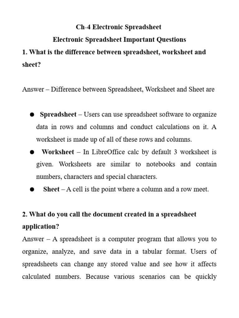 Essential Electronic Spreadsheet Guide | PDF | Spreadsheet | Worksheet