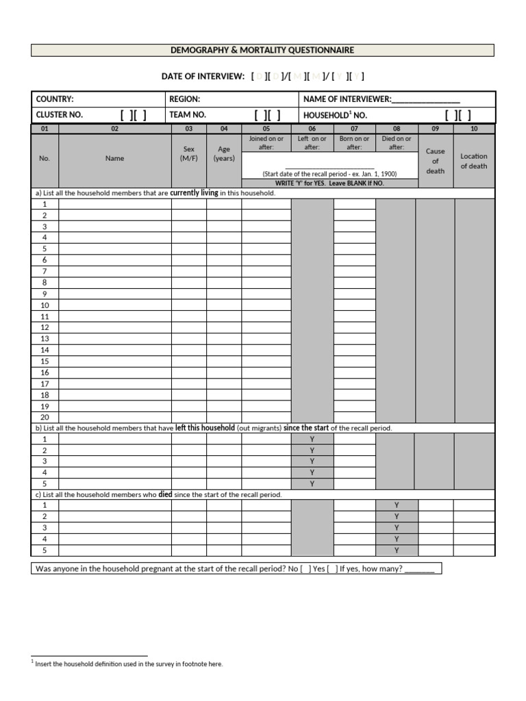 Demography and Mortality Survey Form | PDF | Actuarial Science ...