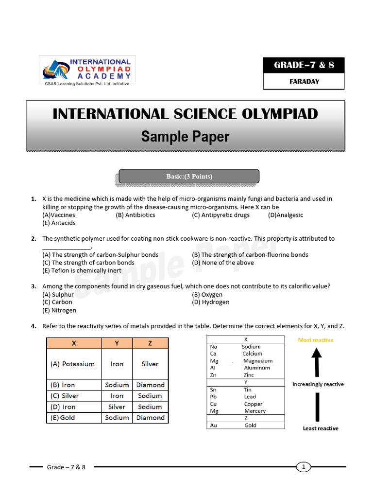 IOS Sample Paper - 7-8 | PDF | Weight | Mass