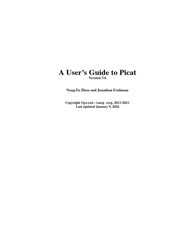 Picat Guide2024 PDF Function (Mathematics) Command Line Interface