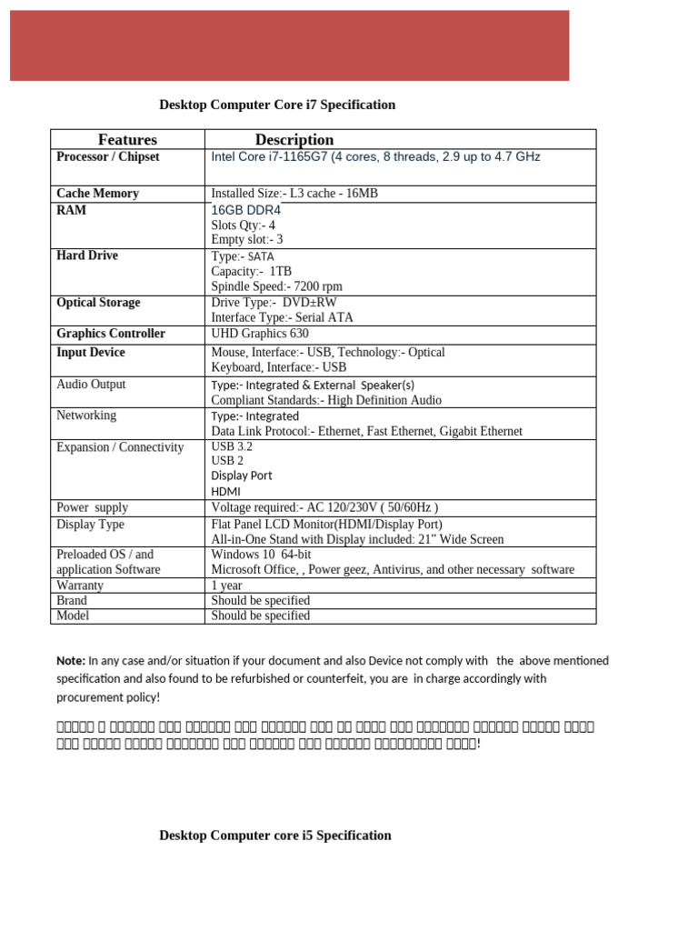 Desktop & Laptop Computer Specs Guide | PDF | Autofocus | Image Scanner