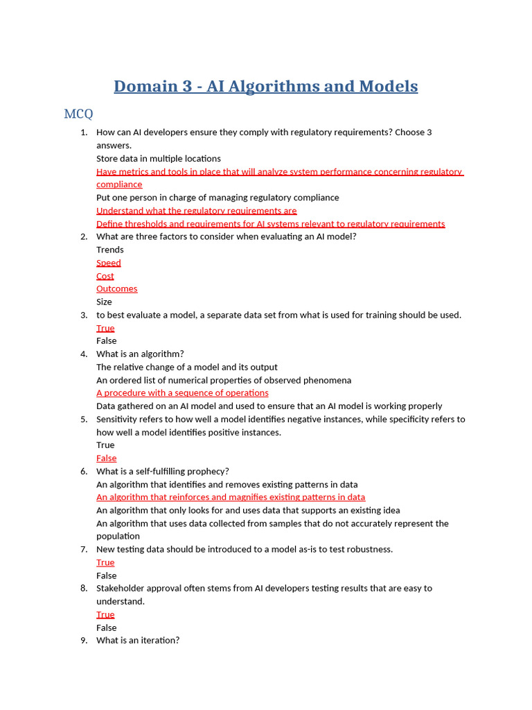 AI Algorithms: Compliance & Evaluation Guide | PDF | Artificial ...