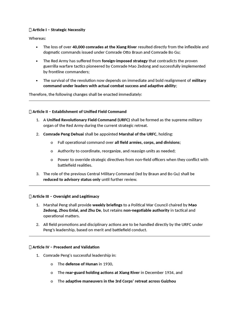 Red Army Command Reorganization Proposal | PDF | Mao Zedong | Military