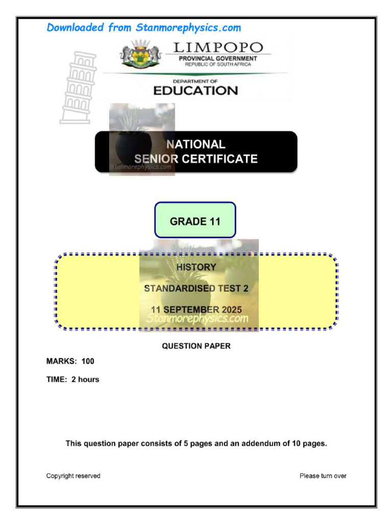 LP History Grade 11 September 2025 QP and Memo | PDF