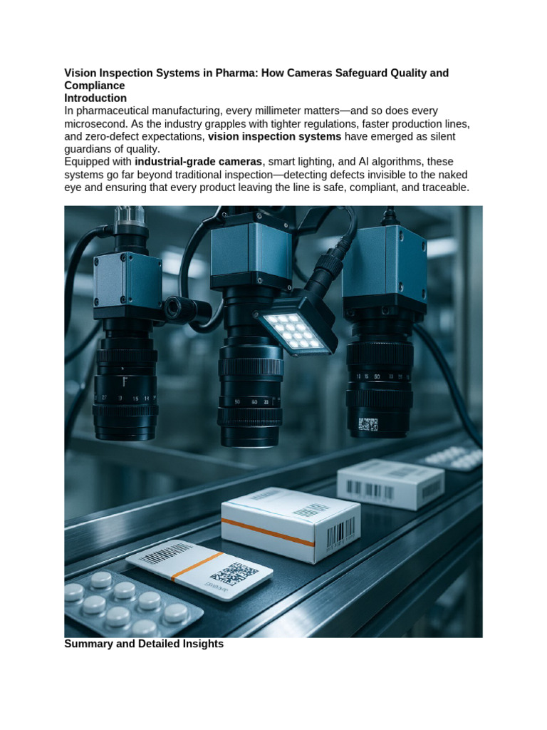 Vision Inspection Systems in Pharma | PDF | Barcode | Verification And ...