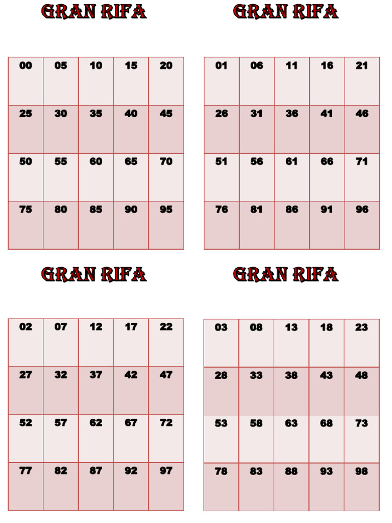 Cartones para Gran Rifa | PDF