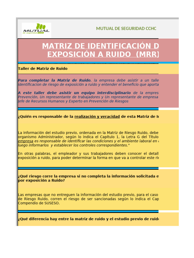 Taller de Matriz de Ruido y Riesgos Laborales | PDF | ruido | Seguridad ...