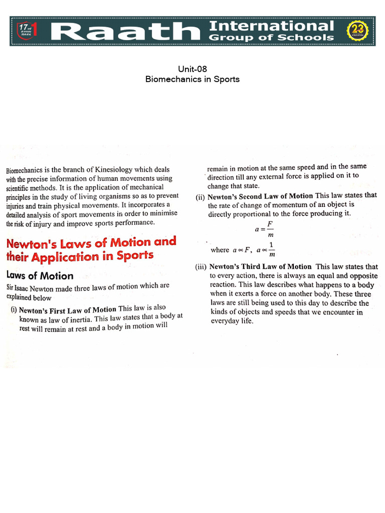 Biomechanics in Sports (Unit-08) | PDF