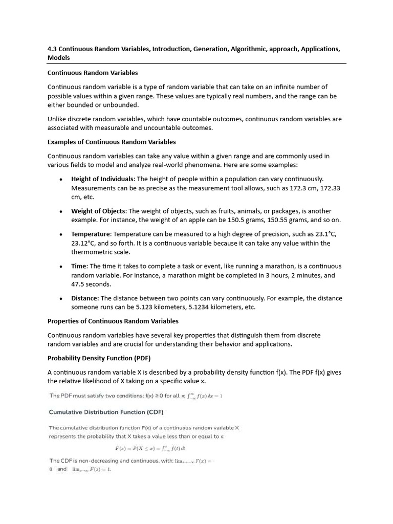 Understanding Continuous Random Variables | PDF | Probability ...