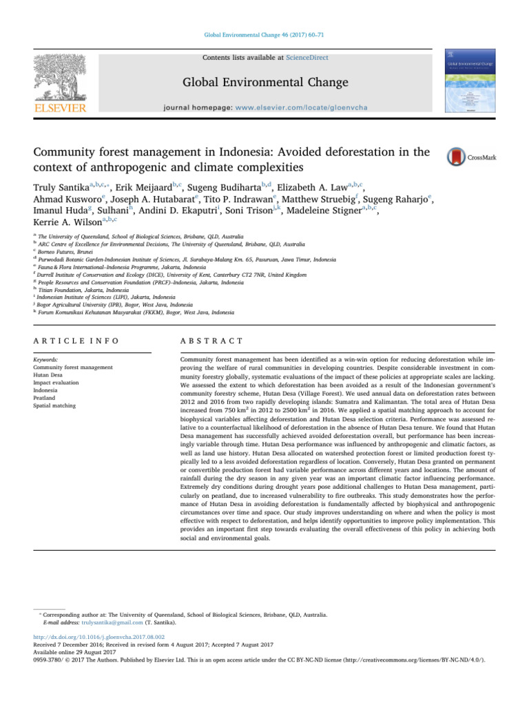 Community Forest Management in Indonesia | PDF | Deforestation ...