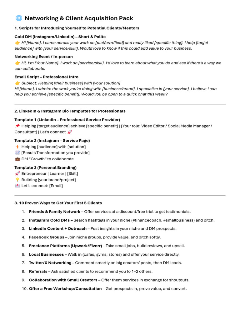 Networking & Client Acquisition Guide | PDF
