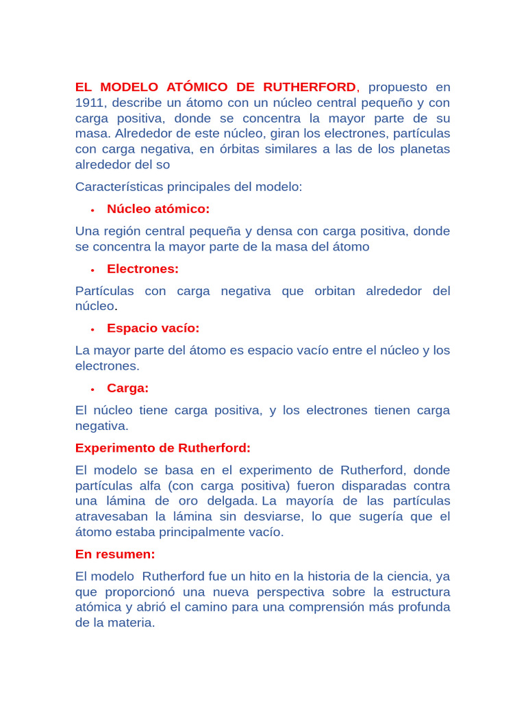 Modelo Atómico de Rutherford 1911 | PDF