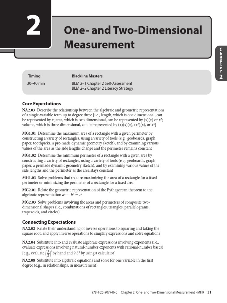 One- and Two-Dimensional Measurement Guide | PDF | Area | Elementary ...