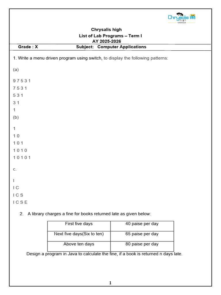 Computer Applications Lab Programs Term I | PDF | Computer Program ...