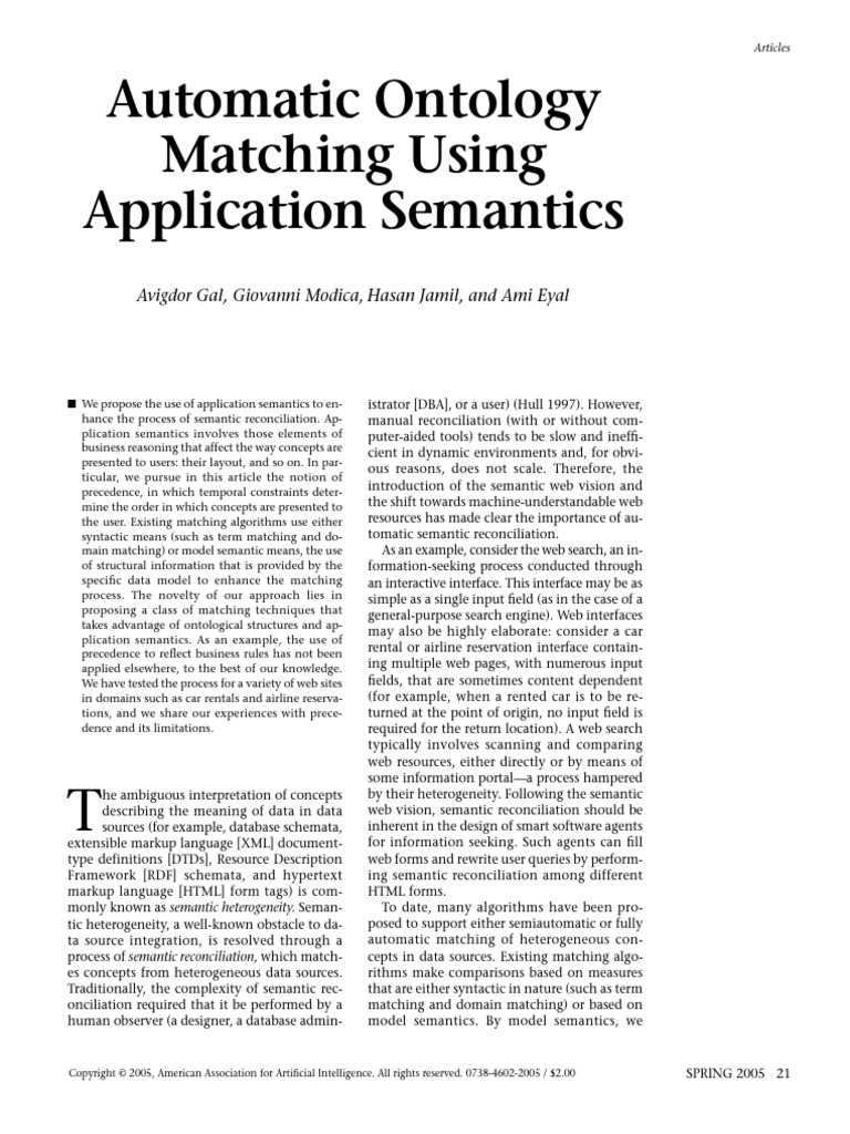 6 - Automatic Ontology Matching Using Application Semantics | PDF ...