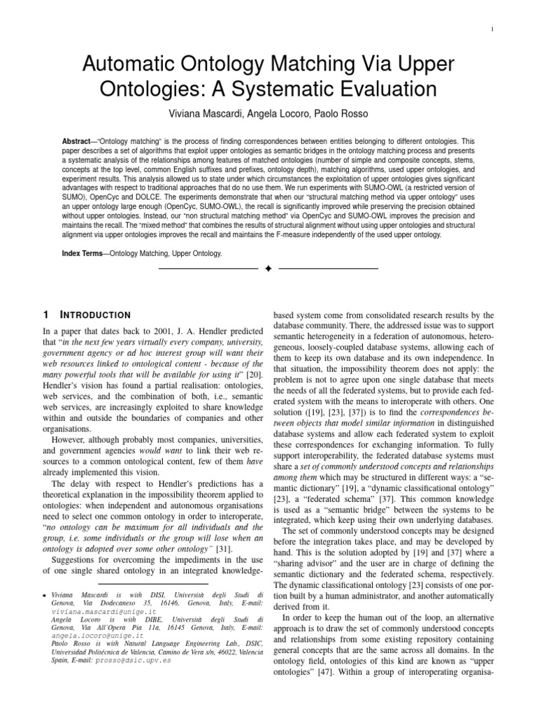 Upper Ontology-Based Ontology Matching | PDF | Ontology (Information ...