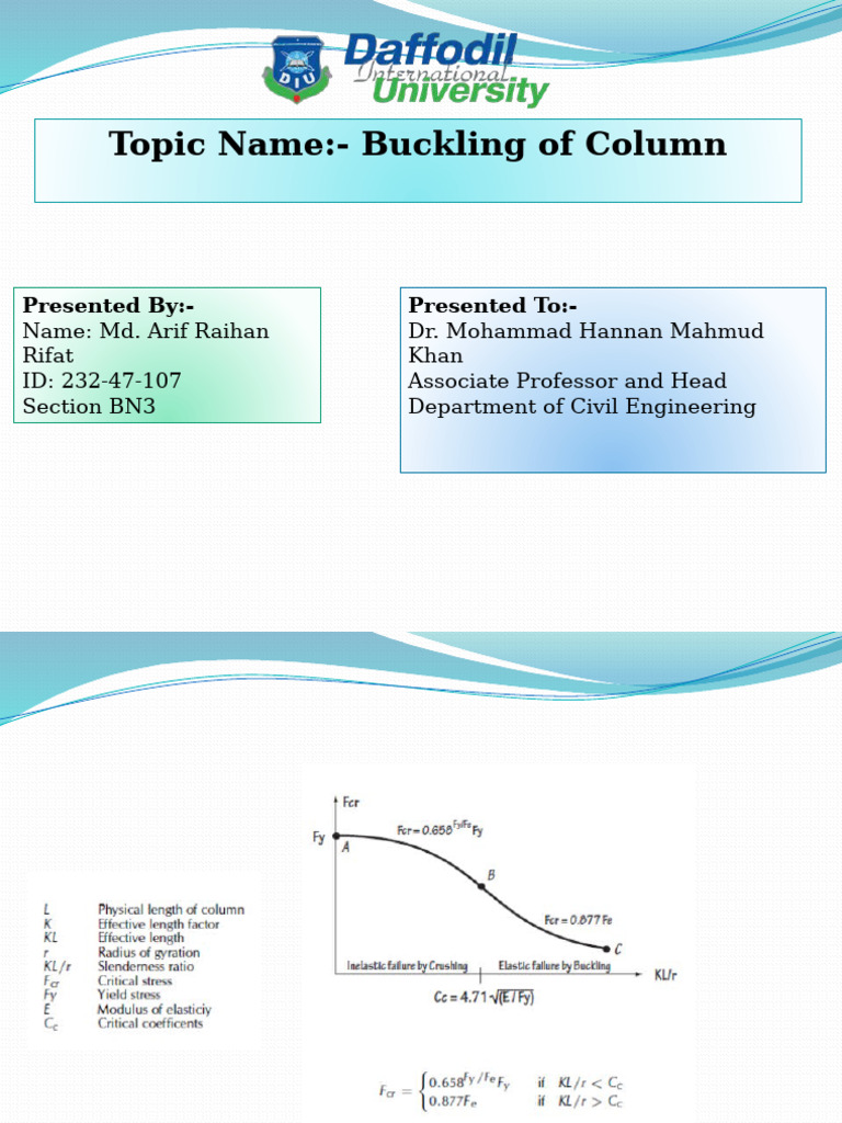 Buckling Analysis of Steel Columns | PDF