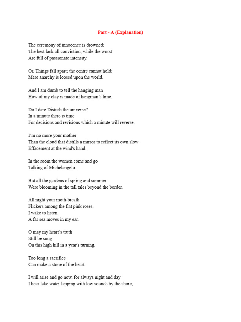 20th Century Poetry Set Suggestion | PDF
