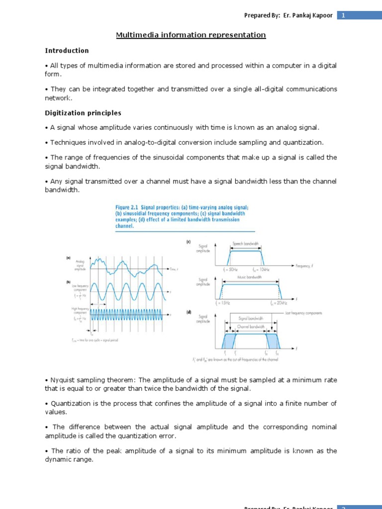 Multimedia Information Representation | PDF | Video | Sampling (Signal ...