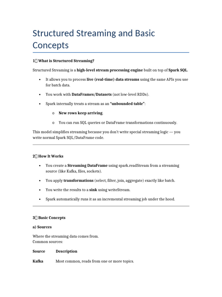 Understanding Structured Streaming Basics | PDF | Apache Spark | Sql